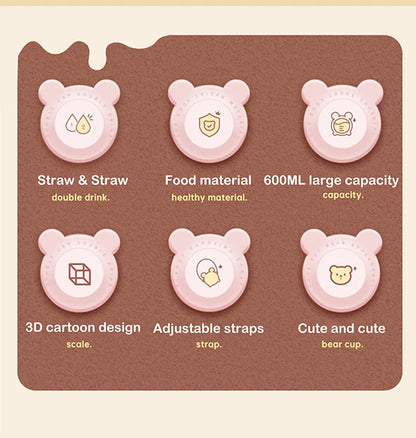 600ML Kawaii Summer Children's Water Cup High-value Fall-proof Straw Cup Boys and Cirls Go to School Baby Kettle
