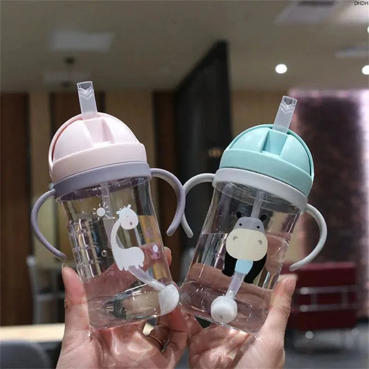 Baby Feeding Drinking Cup Children's Learning Drinking Bottle with Straw Anti-choking and Anti-fall Kettle Baby Travel Bottle