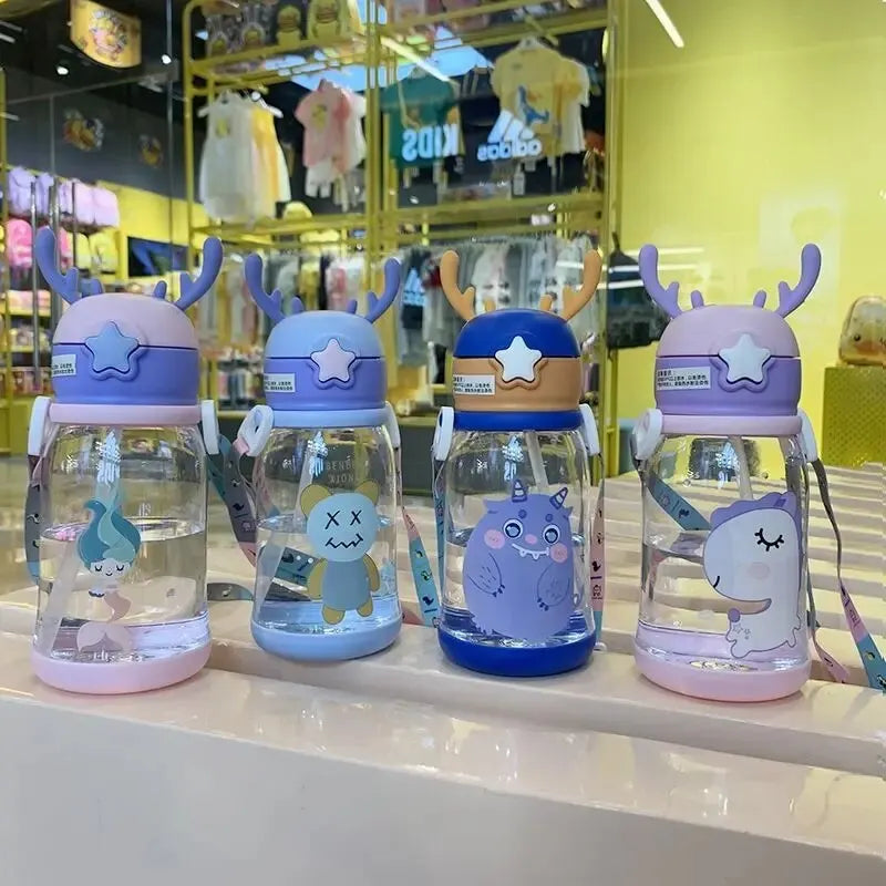 Cartoon Animal Baby Water for Boy Girl Bottle With Straw Girls Kids Large Portable Travel