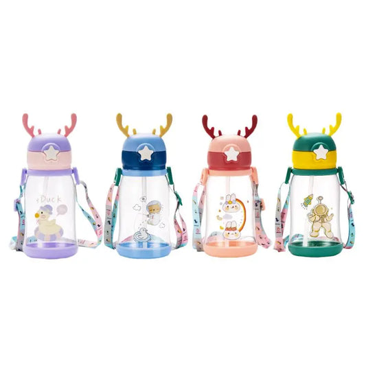 Cartoon Animal Baby Water for Boy Girl Bottle With Straw Girls Kids Large Portable Travel