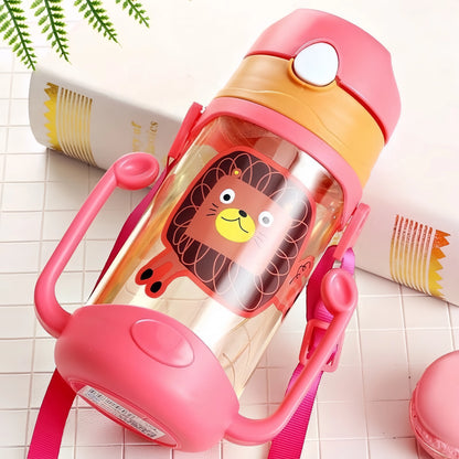 Kids Water Bottle With Straw Kids Girls Portable Travel Bottles Gym Sports Fitness Cup Summer Cold Water Juice Drinking Bottle