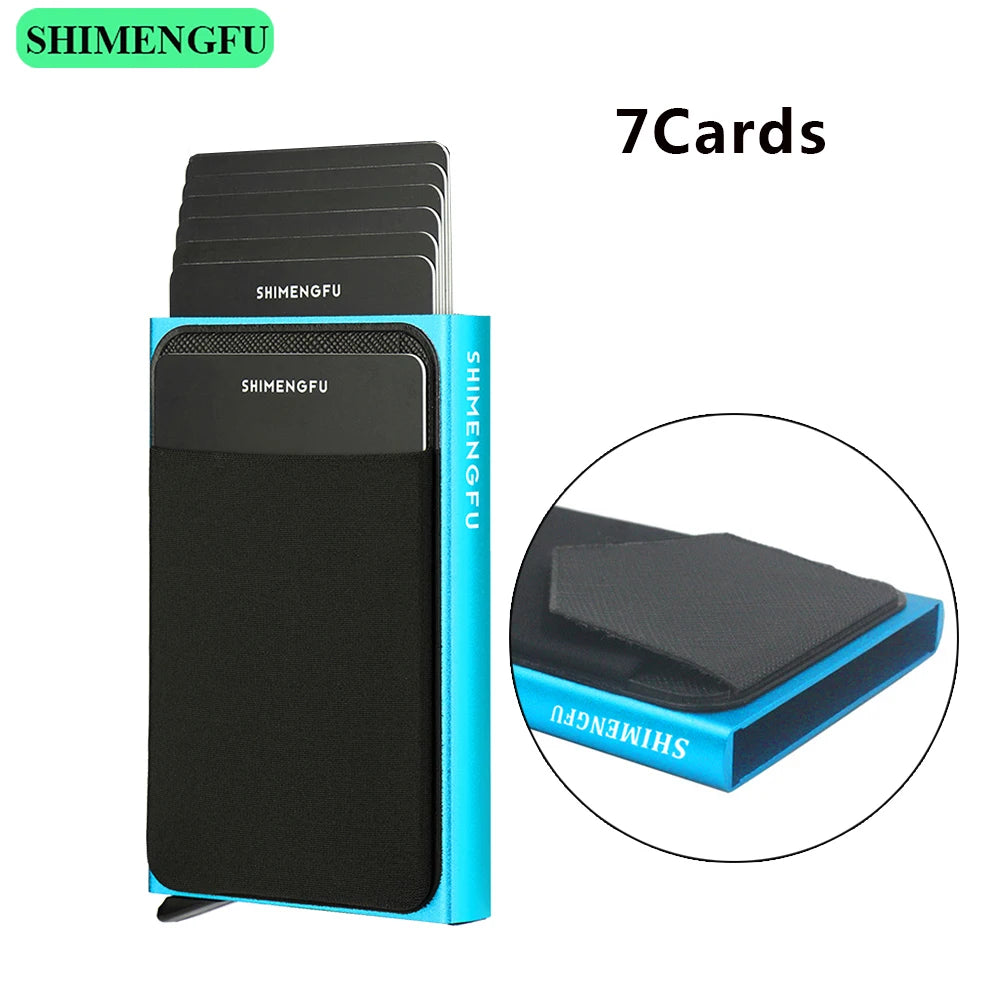 Pop Up RFID ID Card Holder Male Wallet Mini Package Aluminum Metal Protective Gear Storage Bag Smart Quick Release Women Purse
