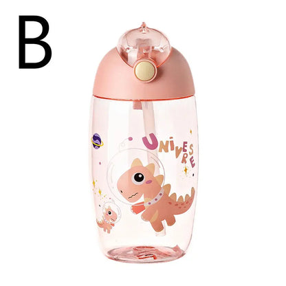 Children's Water Bottle For School Portable Cartoon Dinosaur Sippy Cup Creative Feeding Cup With Straws And Lids Drinkware ﻿