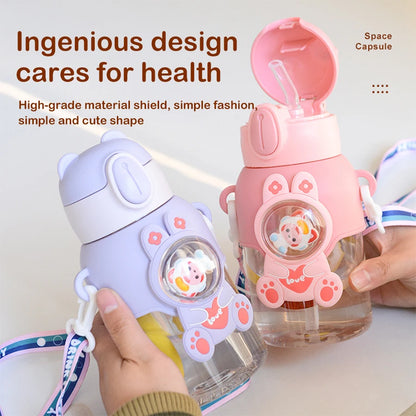 600ML Kawaii Summer Children's Water Cup High-value Fall-proof Straw Cup Boys and Cirls Go to School Baby Kettle