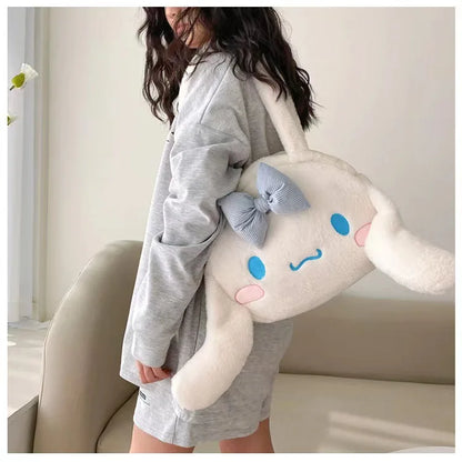 Sanrio Plush Cinnamoroll Melody Kuromi Women Tote Handbags Shoulder Bags Fashion Female Messenger Bags Purses Xmas Gifts