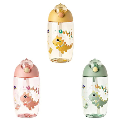 500ML Children's Water Bottle For School Portable Cartoon Dinosaur Sippy Cup Creative Feeding Cup With Straws And Lids Drin