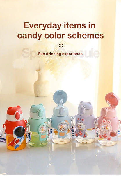 600ML Kawaii Summer Children's Water Cup High-value Fall-proof Straw Cup Boys and Cirls Go to School Baby Kettle
