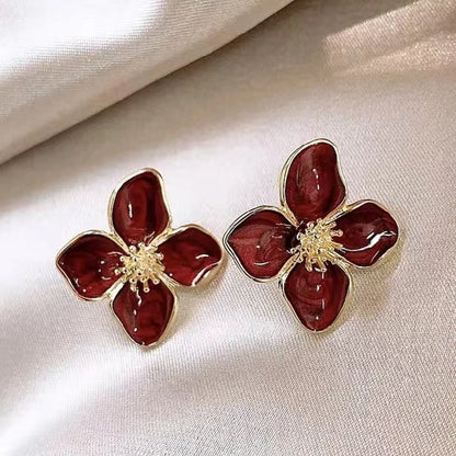 Yupsk Sweet Flower Stud Earrings For Women Vintage Metal Ear Stud Girl Fashion Multi-colored Fresh Earring Party Wedding Jewelry