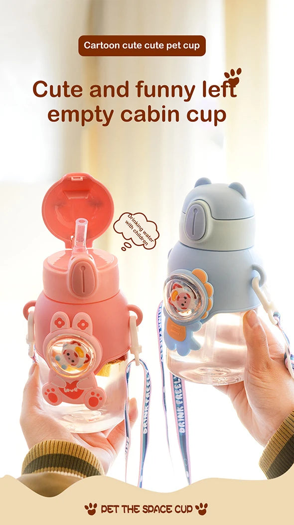 600ML Kawaii Summer Children's Water Cup High-value Fall-proof Straw Cup Boys and Cirls Go to School Baby Kettle