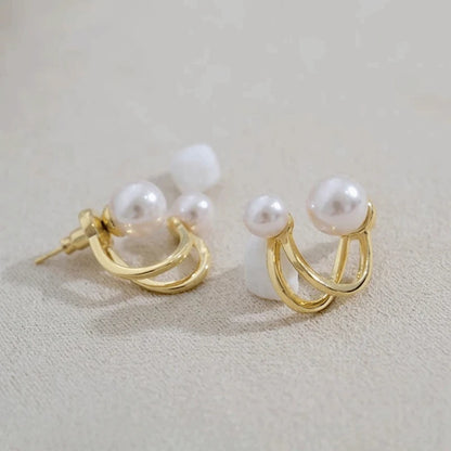 New Simple Temperament Circle Pearl Earrings Fashion Small Versatile Earrings Women's Jewelry