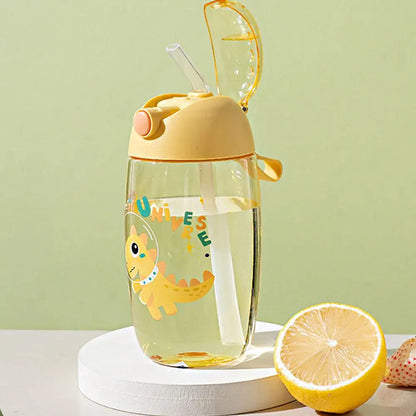 500ML Children's Water Bottle For School Portable Cartoon Dinosaur Sippy Cup Creative Feeding Cup With Straws And Lids Drin