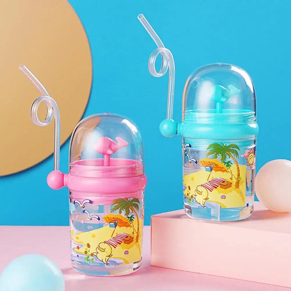 250ml Kids Funny Whale Water Spray Drinking Cup Cartoon Feeding Bottles With Straws Portable Children Cups Drinkware Cup Water