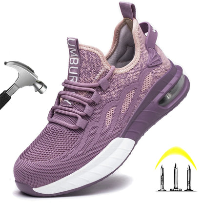 Women Safety Shoes For Work Safety Boots Breathable Steel Toe  Puncture Proof Sport Work Sneakers Construction Security Boots
