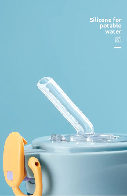 Sports Water Bottle Kids Water Sippy Cup with Straw Cartoon Leakproof Water Bottles Outdoor Portable Drink Bottle Children's Cup