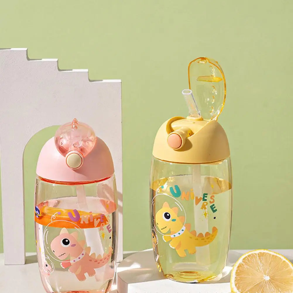 Children's Water Bottle For School Portable Cartoon Dinosaur Sippy Cup Creative Feeding Cup With Straws And Lids Drinkware ﻿