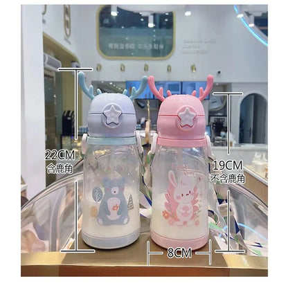 Cartoon Animal Baby Water for Boy Girl Bottle With Straw Girls Kids Large Portable Travel