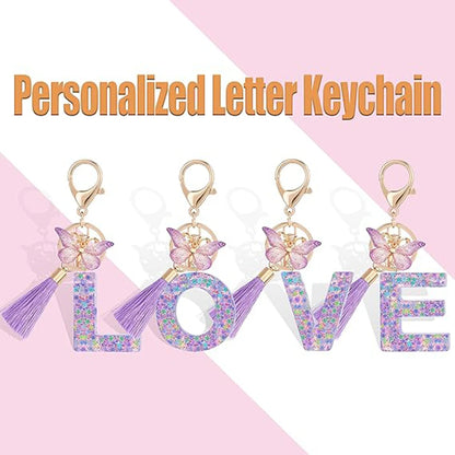 5pcs Accessories Set For Stanley Tumbler with Handle Resin Alphabet Initial Letter Keychain Keyring for Women Purse Handbags