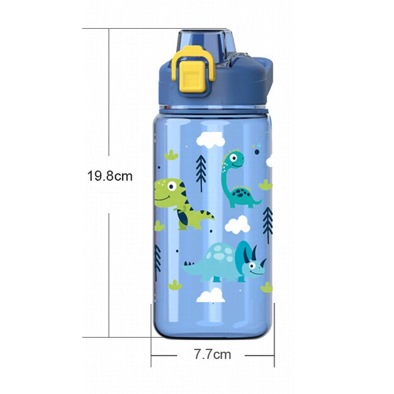 600ML Children Cartoon Animal Water Bottle Cup with Straw Portable Student Anti-falling Water Bottle Toddlers Beverage Kettle