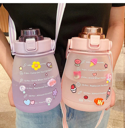 1.3 Liter Water Bottle Large Capacity Drinking Bottle with Straw for Outdoor Travel Sport Fitness Cute Student Bottles Drinkware