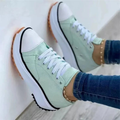Women's canvas shoes casual comfortable shallow mouth breathable women's flat outdoor walking lace-up vulcanized shoes