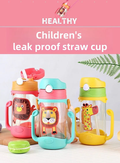 Kids Water Bottle With Straw Kids Girls Portable Travel Bottles Gym Sports Fitness Cup Summer Cold Water Juice Drinking Bottle