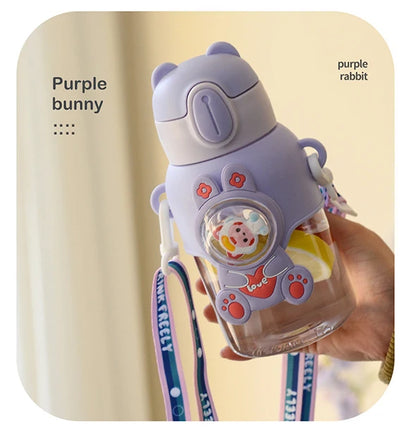 600ML Kawaii Summer Children's Water Cup High-value Fall-proof Straw Cup Boys and Cirls Go to School Baby Kettle