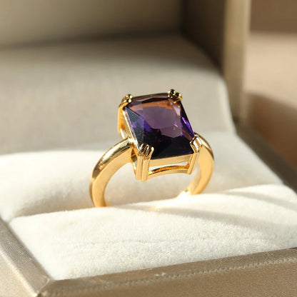 Adjustable Copper Zircon Ring For Women's For Party Engagement Fashion Christmas Gift For Women Aesthetic Metal Gold Color Ring