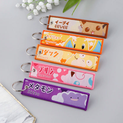 Japanese Hot Anime Characters Embroidered Key Cool Cartoon KeyTag Keychain for Motorcycles Keyring Jewelry Accessories Gifts 1pc