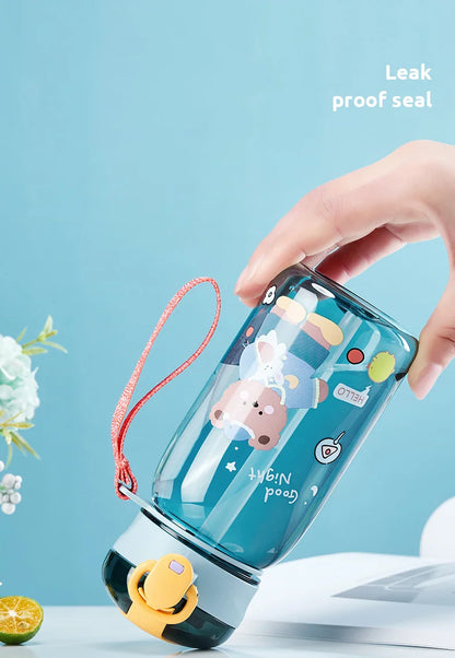 Sports Water Bottle Kids Water Sippy Cup with Straw Cartoon Leakproof Water Bottles Outdoor Portable Drink Bottle Children's Cup