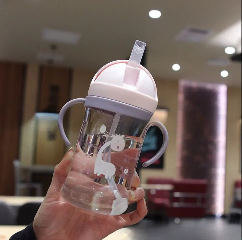 Baby Feeding Drinking Cup Children's Learning Drinking Bottle with Straw Anti-choking and Anti-fall Kettle Baby Travel Bottle