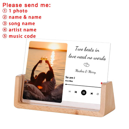 Custom Song Acrylic Photo Frame Wedding Anniversary Gift for Couple Him Her Personalized Music Code Picture Frame Home Decor