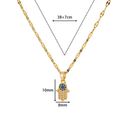 Trend Zircon Devil's Eye Pendant Necklace For Women Gold Color Stainless Steel Double Layer Lip Chain Choker Jewelry Wholesale