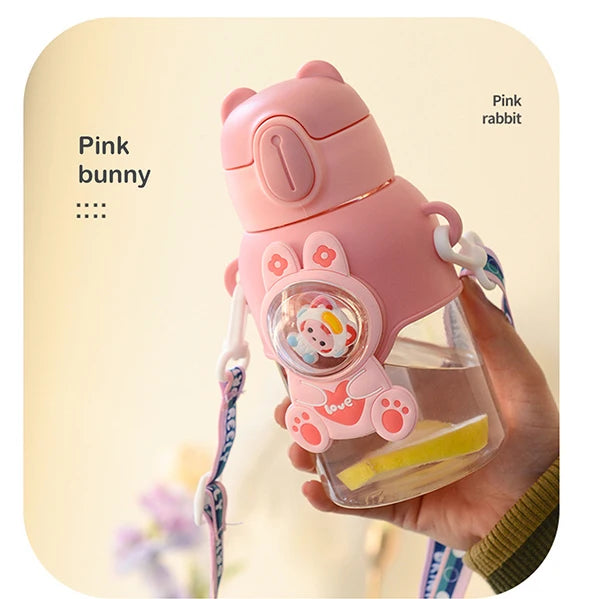 600ML Kawaii Summer Children's Water Cup High-value Fall-proof Straw Cup Boys and Cirls Go to School Baby Kettle
