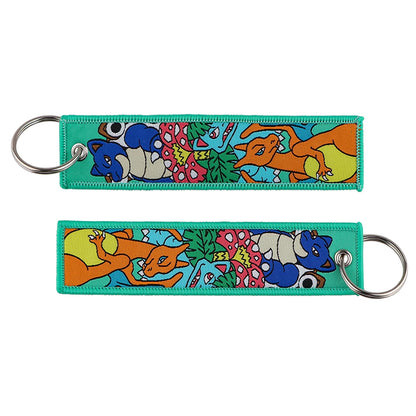Japanese Hot Anime Characters Embroidered Key Cool Cartoon KeyTag Keychain for Motorcycles Keyring Jewelry Accessories Gifts 1pc