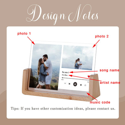 Custom Song Acrylic Photo Frame Wedding Anniversary Gift for Couple Him Her Personalized Music Code Picture Frame Home Decor