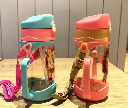 Kids Water Bottle With Straw Kids Girls Portable Travel Bottles Gym Sports Fitness Cup Summer Cold Water Juice Drinking Bottle