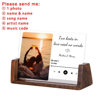 Custom Song Acrylic Photo Frame Wedding Anniversary Gift for Couple Him Her Personalized Music Code Picture Frame Home Decor