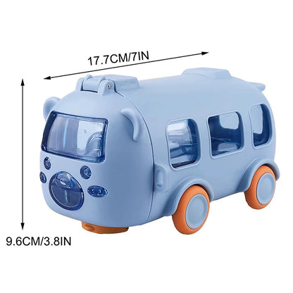 500ml Cute Portable Water Bottle With Shoulder Strap Kids Car Straw Water Cup Bus Shape Children's Water Bottle Drinking Cup
