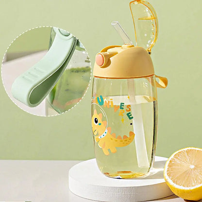 500ML Children's Water Bottle For School Portable Cartoon Dinosaur Sippy Cup Creative Feeding Cup With Straws And Lids Drin