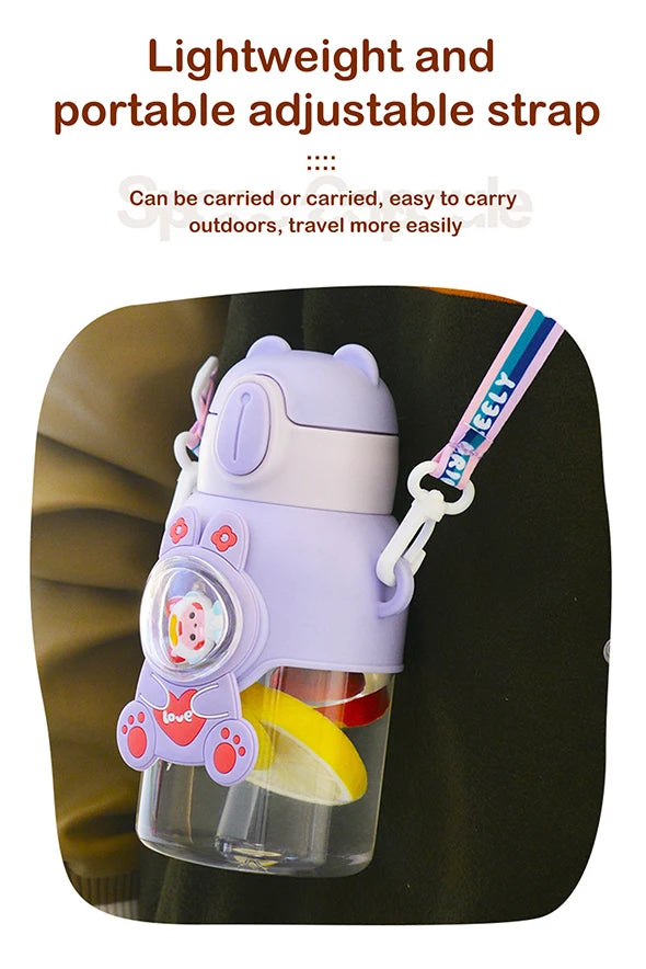 600ML Kawaii Summer Children's Water Cup High-value Fall-proof Straw Cup Boys and Cirls Go to School Baby Kettle