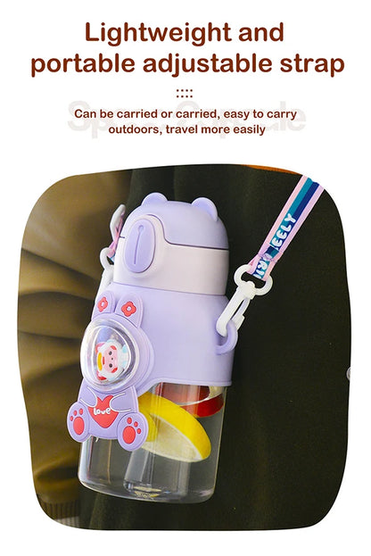 600ML Kawaii Summer Children's Water Cup High-value Fall-proof Straw Cup Boys and Cirls Go to School Baby Kettle