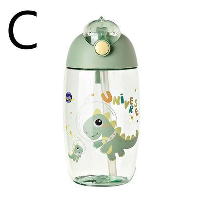 Children's Water Bottle For School Portable Cartoon Dinosaur Sippy Cup Creative Feeding Cup With Straws And Lids Drinkware ﻿