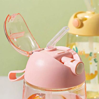 500ML Children's Water Bottle For School Portable Cartoon Dinosaur Sippy Cup Creative Feeding Cup With Straws And Lids Drin
