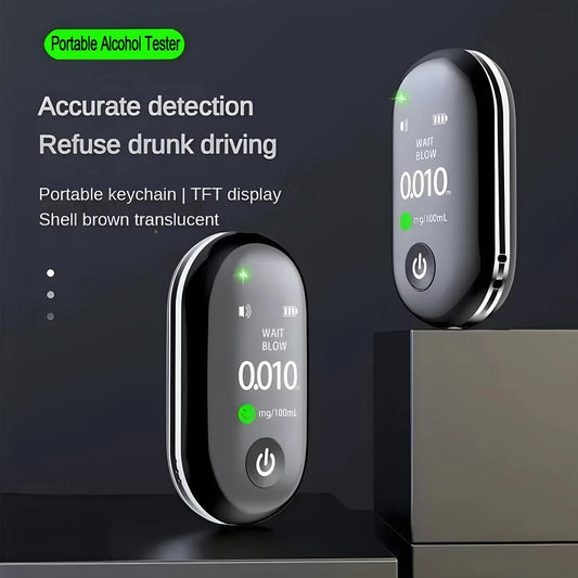 USB Rechargeable Portable Breathalyzer Keychain with Color-Charging LED Indicator - Accurate BAC Detection Prevent Drunk Driving