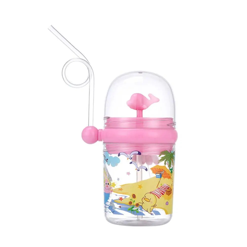 250ml Kids Funny Whale Water Spray Drinking Cup Cartoon Feeding Bottles With Straws Portable Children Cups Drinkware Cup Water