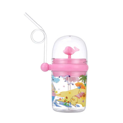 250ml Kids Funny Whale Water Spray Drinking Cup Cartoon Feeding Bottles With Straws Portable Children Cups Drinkware Cup Water