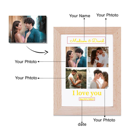 Personalized Lovers Photo Frame Night--Light Custom Photos Acrylic LED Lamp USB Powered Couple Anniversary Valentine's Day Gifts