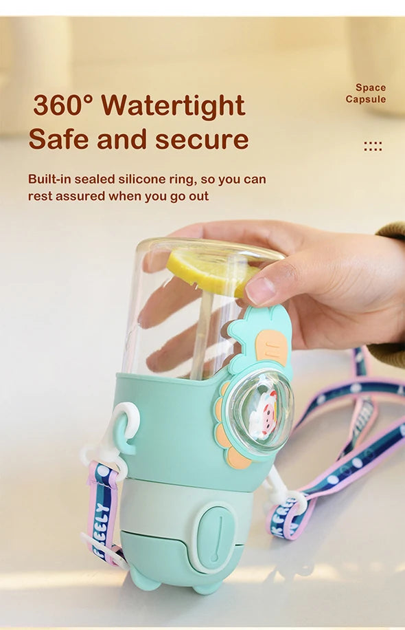 600ML Kawaii Summer Children's Water Cup High-value Fall-proof Straw Cup Boys and Cirls Go to School Baby Kettle