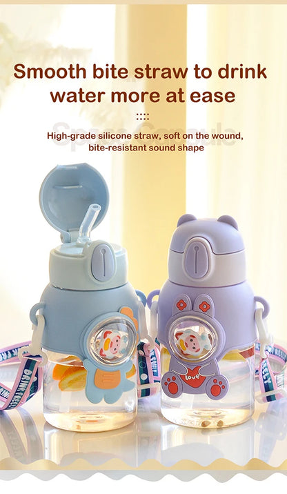 600ML Kawaii Summer Children's Water Cup High-value Fall-proof Straw Cup Boys and Cirls Go to School Baby Kettle