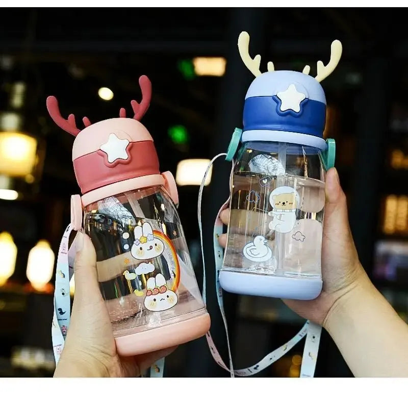 Cartoon Animal Baby Water for Boy Girl Bottle With Straw Girls Kids Large Portable Travel